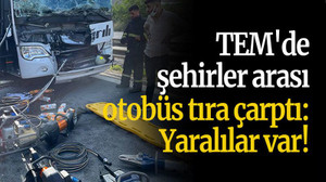 TEM'de şehirler arası otobüs tıra çarptı: Yaralılar var
